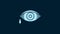 White Reddish eye due to viral, bacterial or allergic conjunctivitis icon isolated on blue background. 4K Video motion