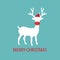 White reindeer wearing medical face mask and Santa Claus hat in flat design. Merry Christmas.