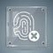 White Rejection fingerprint icon isolated on grey background. Access denied for user concept. Error, fraud