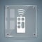 White Remote control icon isolated on grey background. Square glass panels. Vector