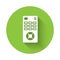 White Remote control icon isolated with long shadow. Green circle button. Vector Illustration