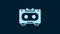 White Retro audio cassette tape icon isolated on blue background. 4K Video motion graphic animation