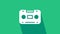 White Retro audio cassette tape icon isolated on green background. 4K Video motion graphic animation