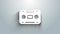 White Retro audio cassette tape icon isolated on grey background. 4K Video motion graphic animation