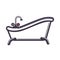 White retro bathtub with hot and cold water faucet isolated