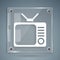 White Retro tv icon isolated on grey background. Television sign. Square glass panels. Vector Illustration