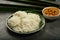 White rice idiyappam with chickpea curry