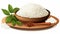 White Rice In Wooden Bowl With Garlic And Spice Vector Illustration