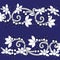White Richelieu embroidery patterns on the blue background