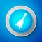 White Ringing bell icon isolated on blue background. Alarm symbol, service bell, handbell sign, notification symbol