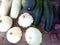 White ripe squash and green zucchini