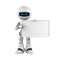 White robot stay with blank banner