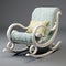 White Rocking Chair 3d Model In Light Aquamarine And Beige Style