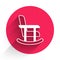 White Rocking chair icon isolated with long shadow. Red circle button. Vector