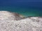 White rocky beach and sea