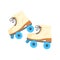 White roller blades with blue wheels cartoon vector Illustration