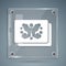 White Rorschach test icon isolated on grey background. Psycho diagnostic inkblot test Rorschach. Square glass panels