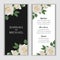 White rose floral wedding menu card template