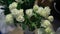 White rose flowers. Bouquet composition, decoration for wedding reception.