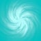 A white rotating galaxy on a turquoise background. Turquoise abstraction with a pattern in the center.