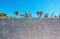 White roughcast wall with green subtropical plants