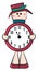 White round clock with cherry decoration vector or color illustration