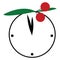 White round clock with cherry decoration vector or color illustration