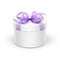 White Round Gift Box with Purple Ribbon and Bow