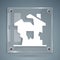 White Ruined house icon isolated on grey background. Broken house. Derelict home. Abandoned home. Square glass panels