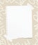 White ruled ripped note, notebook, copybook paper sheet on pattern created of alphabet letters