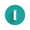 White Ruler icon isolated with long shadow. Straightedge symbol. Green circle button. Vector