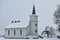 White Rural Church with Steeple