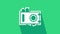 White Safe and money icon isolated on green background. The door safe a bank vault with a combination lock. Reliable