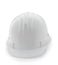 White safety helmet on white, hard hat isolated clipping path.