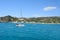 White sailboat heading to Tsambika beach RHODES, GREECE