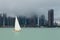 White sailboat on Lake Michigan