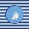 White sailboat. Marine emblem.