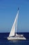 White sailboat in Sardinia, Costa Esmeralda, Italy