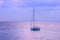 White sailboat of tourist at the background with twilight sky on the Ao thai sea area around haad bangbao of koh kood in trat