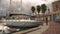 White sailing yachts on pier at marina Portorosa, Furnari, Italy