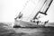 White sailingboat during regatta