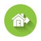 White Sale house icon isolated with long shadow. Buy house concept. Home loan concept, rent, buying a property. Green
