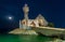 White Salem Bin Laden Mosque built on the island in the moonlight with sea in the background, Al Khobar, Saudi Arabia