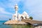 White Salem Bin Laden Mosque built on the island with sea in the background, Al Khobar, Saudi Arabia