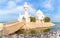 White Salem Bin Laden Mosque built on the island with sea in the background, Al Khobar, Saudi Arabia