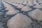 White salt piles in the vast salt fields