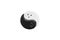 White salt shaker and black pepper shaker in the form of the Yin and Yang symbol on a white background. Isolated yin-yang sign