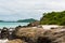 White sand beach with blue sea on Koh Samaesarn.