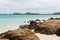 White sand beach with blue sea on Koh Samaesarn.