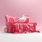 White Sandpiper On Pink Sofa: Edgy Surrealism 3d Rendering